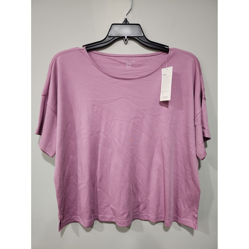 Eileen Fisher NWT Sleep Top Womens S Lilac Purple 100% Organic Cotton Box Top